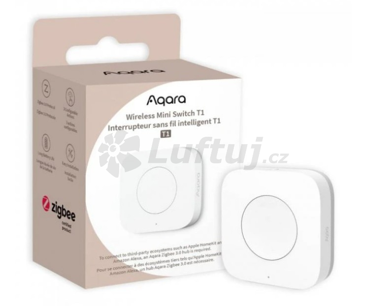 Chytré domácnosti - AQARA Wireless Mini Switch T1 (WB-R02D) - Zigbee 3.0 bateriový ovladač