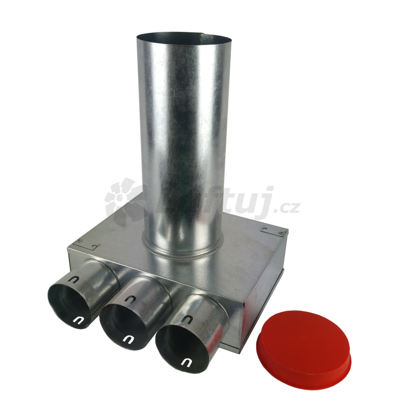 Rozvody vzduchu - Stropní/stěnový box 3x75/125 mm pro ventil DN125 mm